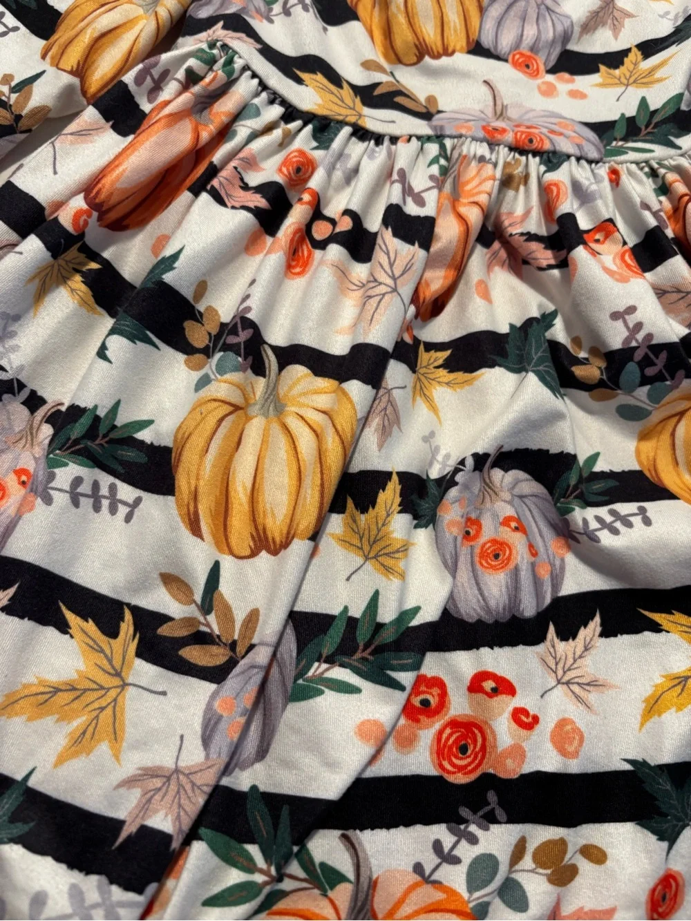 Mila & Rose Girls' Pumpkin Stripe Twirl Dress - Black, White & Orange